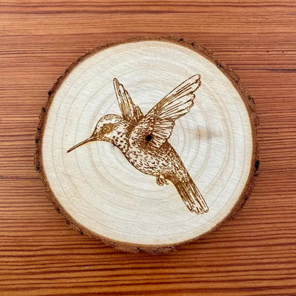 Engraved Wood Hummingbird Coasters