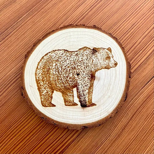 Engraved Wood Bear Coaster - Unshopables