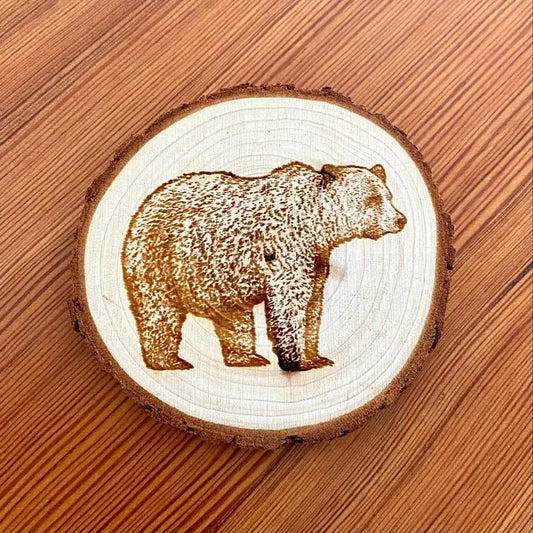 Engraved Wood Bear Coaster - Unshopables