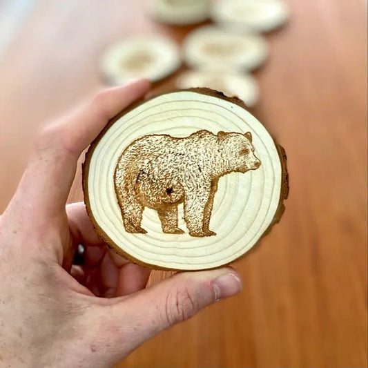Engraved Wood Bear Coaster - Unshopables