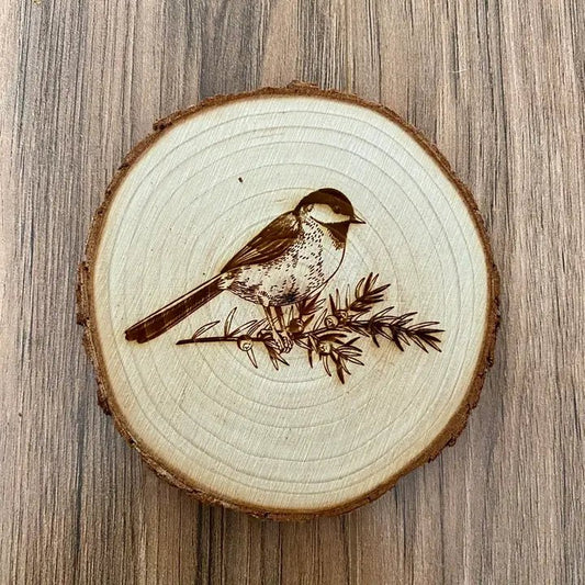 Engraved Wood Chickadee Coasters - Unshopables